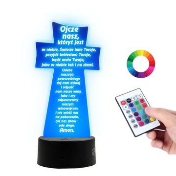 Lampka na Biurko Statuetka Led Krzyż Modlitwa