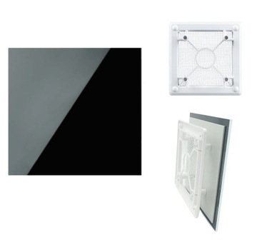 KRATKA WENTYLACYJNA PANEL CZARNE SZKŁO POŁYSK 18x18cm SIATKA PRZECIW OWADOM