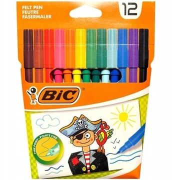 Flamastry Pisaki dla dzieci BiC 12 kolorów