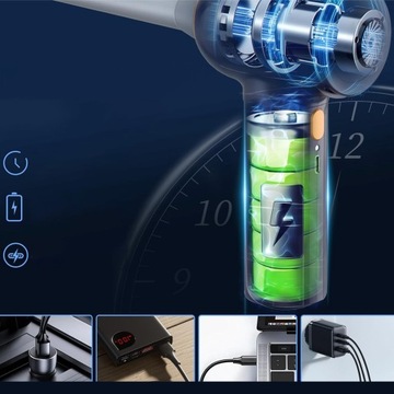 Электрический пылесос с аккумулятором, насадкой 7 в 1 + щеткой, светодиодным экраном