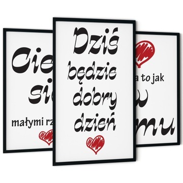 ZESTAW 3 OBRAZ W RAMACH SALON SYPIALNIA GRUBE RAMY NAPIS MOTYWACYJNY DOM