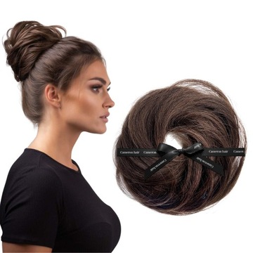Doczepiany KOK na gumce treska GĘSTY koczek messy bun włosy jak naturalne