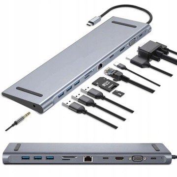 ADAPTER 11w1 USB-C HUB VGA RJ45 HDMI 4K USB 3.0