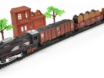 REALISTYCZNA KOLEJKA RAIL KING PAROWÓZ + 3 WAGONY