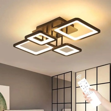 LAMPA SUFITOWA WISZĄCA LED CZARNY ŻYRANDOL PLAFON NOWOCZESNY Z PILOTEM 54W