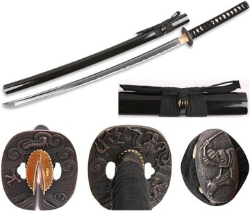 JAPOŃSKI MIECZ KATANA PROFESJONALNY OSTRY TRENINGOWY DS032 Z POCHWĄ STOJAK