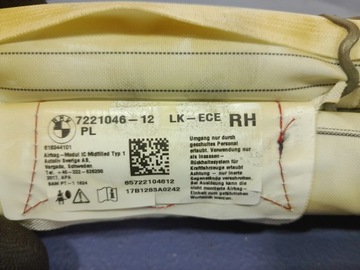 BMW 3 F20 F30 F31 AIRBAG ZÁVĚS PRAVÁ 7221046