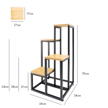 ПОДСТАВКА ДЛЯ ЦВЕТОВ 70 см металлическая подставка для цветов 4 уровня полки лофт PLAZA
