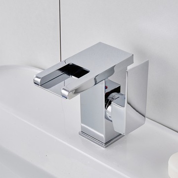 серебряный светодиодный смеситель для умывальника Cascade Waterfall