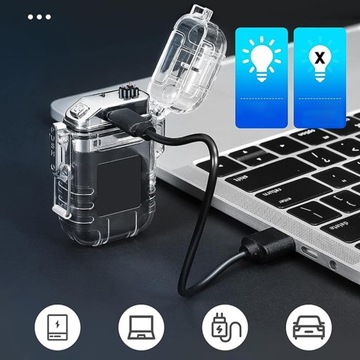Ładowalny Zapalniczka Elektryczna USB Z Lampką LED Odporna na Wiatr