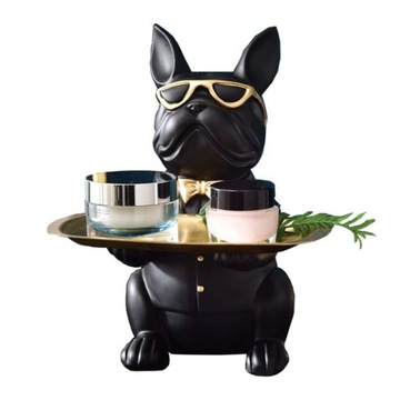 ORGANIZER BULDOG ZE ZŁOTĄ TACĄ GLAMOUR DEKORACJA BULDOGA FRANCUSKIEGO