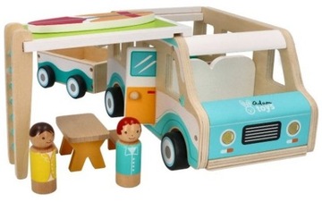 ADAM TOYS ДЕРЕВЯННЫЙ АВТОКЕМПЕР С ПРИЦЕПОМ 3+