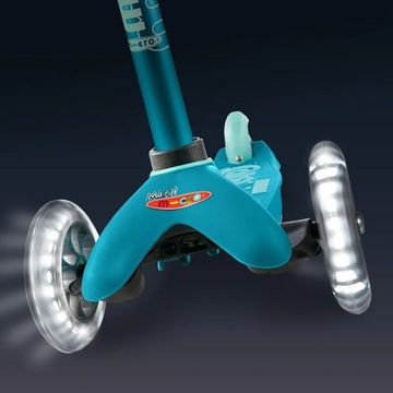 Самокат Mini Micro Deluxe LED Aqua со светодиодными колесами