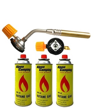 PALNIK GAZOWY KARTUSZE lutlampa METALOWY + 3x GAZ