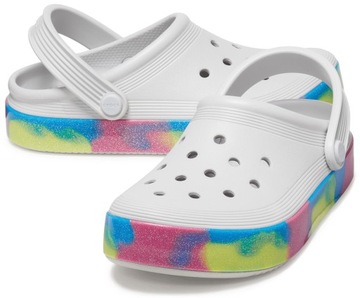 Crocs 209714-1FS Off Court Glitter Band kolorowe klapki tenisówki J4 36-37