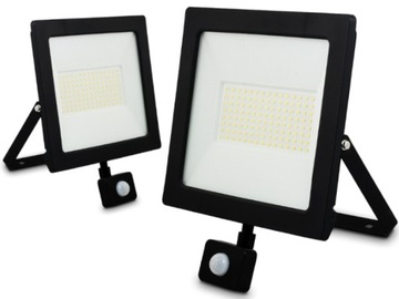 Lampa Halogen Reflektor Biały Zimny 100W IP65 PiR Czujnik Ruchu Zmierzchu