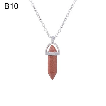 Natural Stone Crystal Necklaces Hexagonal Bullet