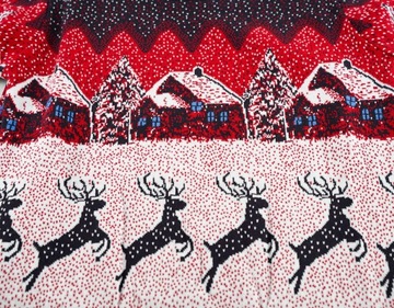Męski sweter świąteczny w domek i renifery Vip Stendo 68384 czerwony 4XL