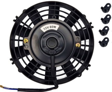 CIENKI WENTYLATOR CHŁODNICY 12V TŁOCZĄCY PŁASKI WIATRAK SAMOCHODOWY 21CM
