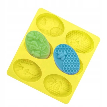 Силиконовые формы для 3D пчелиного мыла желтого цвета.