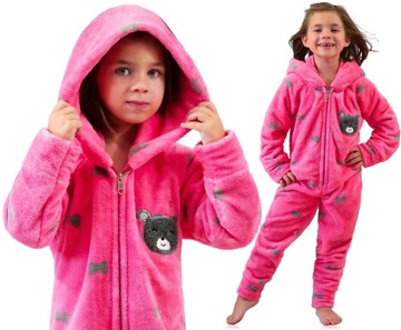 PIŻAMA CIEPŁY KOMBINEZON KAPTUR ONESIE PAJAC 116