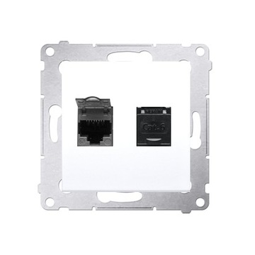 Simon 54 Gniazdo komputerowe RJ45 kat.6 podwójne biały D62.01/11