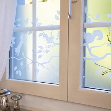 Statyczna Okleina Okienna Folia Ozdobna Na Szyby Wzór Wiewiórki 45x150 DIY