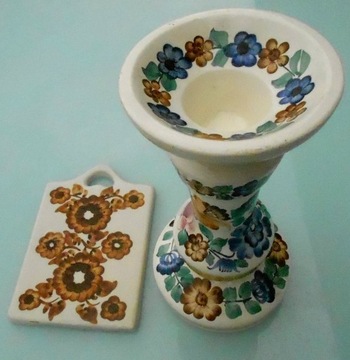 Фаянс WŁOCŁAWEK Подсвечник + керамическая доска