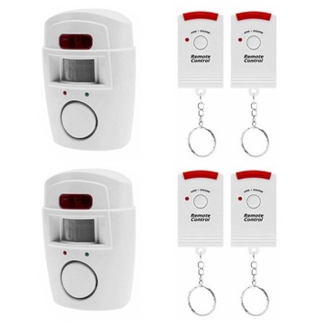 2 БЕСПРОВОДНЫХ ДАТЧИКА ДВИЖЕНИЯ СИРЕНА 105 ДБ, 4 ПУЛЬТА ДИСТАНЦИОННОГО УПРАВЛЕНИЯ ДЛЯ ДОМАШНЕГО ГАРАЖА