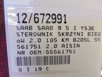 SAAB 9 5 I JEDNOTKA PŘEVODOVKY 55561751 2,0