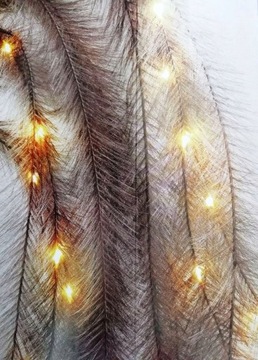 OŚWIETLENIE LAMPKA TRAWA GAŁĄŹ Z PIÓR 20 LED BRĄZ