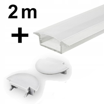 Profil LED alu BIAŁY WPUSZCZANY 2m do taśm led + KLOSZ + ZAŚLEPKI