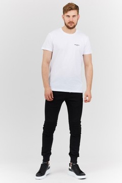 BALMAIN Biały t-shirt męski z aksamitnym logo S