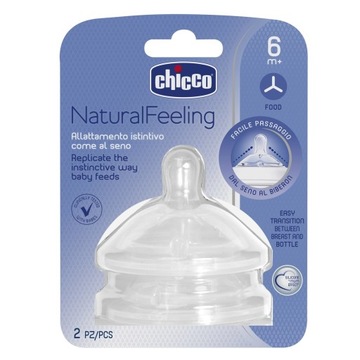 CHICCO smoczek do butelki NATURAL FEELING 6m+ 2szt