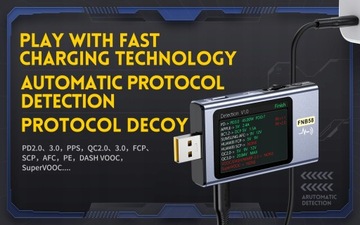 МНОГОФУНКЦИОНАЛЬНЫЙ ТЕСТЕР USB C FNIRSI FNB58 BT АНАЛИЗАТОР + BLUETOOTH + ИЗМЕРЕНИЯ
