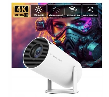 MINI PRZENOŚNY PROJEKTOR 4K + SMART TV BOX ANDROID KOMPAKTOWY