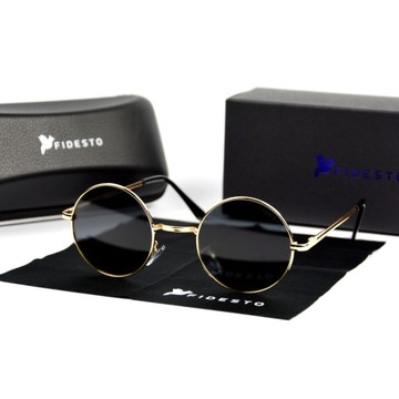 OKULARY PRZECIWSŁONECZNE POLARYZACJA OKRĄGŁE, LENONKI, ETUI