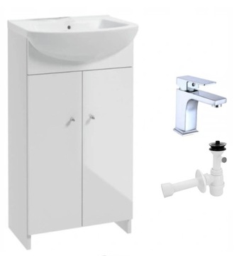 Kompletny zestaw szafka łazienkowa lakierowana z umywalką 55cm BIAŁY POŁYSK