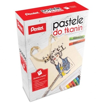 Zestaw Pentel kredki pastelowe do tkanin z torbą