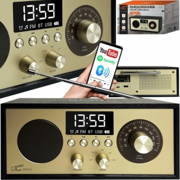 Přenosné Kuchyňské Rádio Retro Bluetooth Akumulátor Indukční Nabíječka