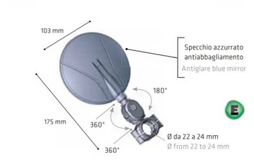 Складное зеркало FAR Dual Sport Enduro с одобрением, черное 1 шт.