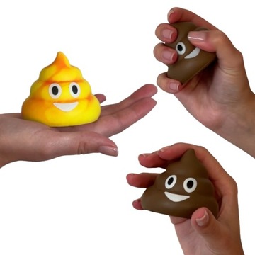 3x Gniotek Kupa Poo Emoji - Normalna, Wolno Powracająca, Zmieniająca Kolor