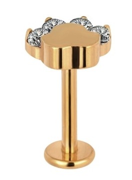 Labret kolczyk Tytan tragus Łapka Kryształki 8mm