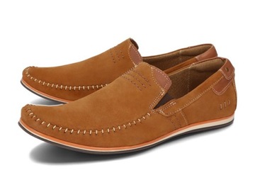 MOKASYNY BUTY MĘSKIE CASUAL SKÓRA 876R CAMEL 47