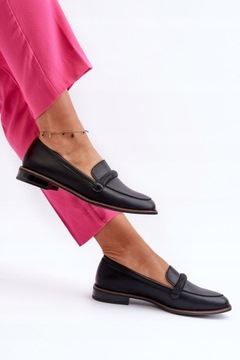 ЭЛЕГАНТНЫЕ КОЖАНЫЕ МОКАСИНЫ ЖЕНСКИЕ SERGIO LEONE ЧЕРНЫЕ R 39