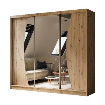 Szafa 240 cm z lustrem dąb artisan przesuwna VX240