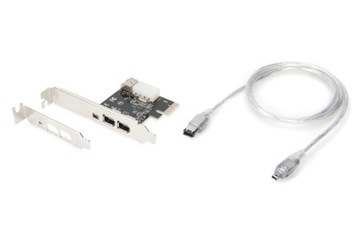 Карта Digitus (контроллер) Firewire (400) PCI Exp., 2xExt. 1xВнеш.(Мини)