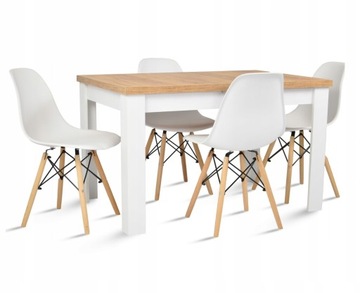 Komplet do kuchni Stół 80x120/160 rozkładany 4 krzesła skandynawskie