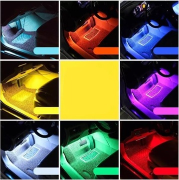 Освещение x12 светодиодов 4x XXL USB RGB пульт дистанционного управления для автомобиля