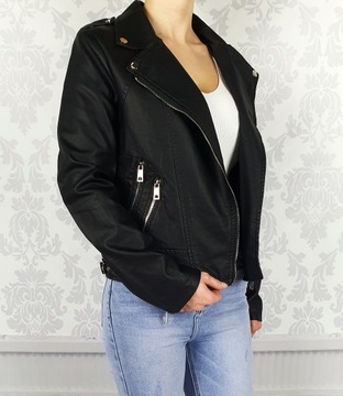 МОЛОДЕЖНАЯ ЧЕРНАЯ КУРТКА РАДИАТОРА, ЭКО КОЖА, МОЛНИЯ